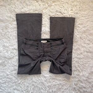 y2k dark gray double button detail low rise bootcut flare trouser pants size 9